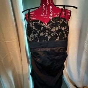 Black Lace Dress with Spaghetti Straps by Rubber Duckie